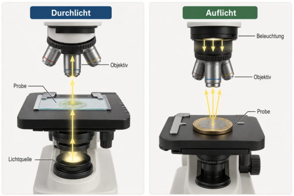 Durchlicht und Auflicht in der Lichtmikroskopie Lichtmikroskopie im Vergleich: Durchlicht und Auflicht mit unterschiedlichem Lichtweg