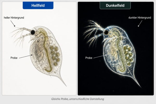 Hellfeld und Dunkelfeld in der Lichtmikroskopie Lichtmikroskopie im Vergleich: dieselbe Probe im Hellfeld und Dunkelfeld