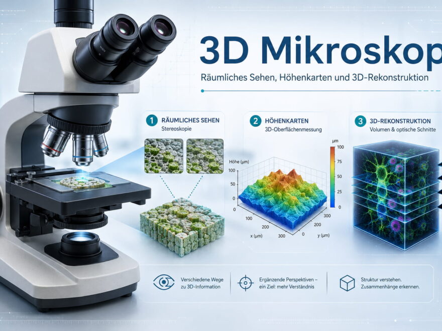 3D Mikroskop mit räumlichem Sehen, Höhenkarte und konfokaler 3D-Rekonstruktion