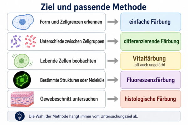 Färbetechniken in der Mikroskopie nach Untersuchungsziel Färbetechniken in der Mikroskopie: Welche Färbung sich je nach Untersuchungsziel für Zellen, Gewebe und Strukturen eignet
