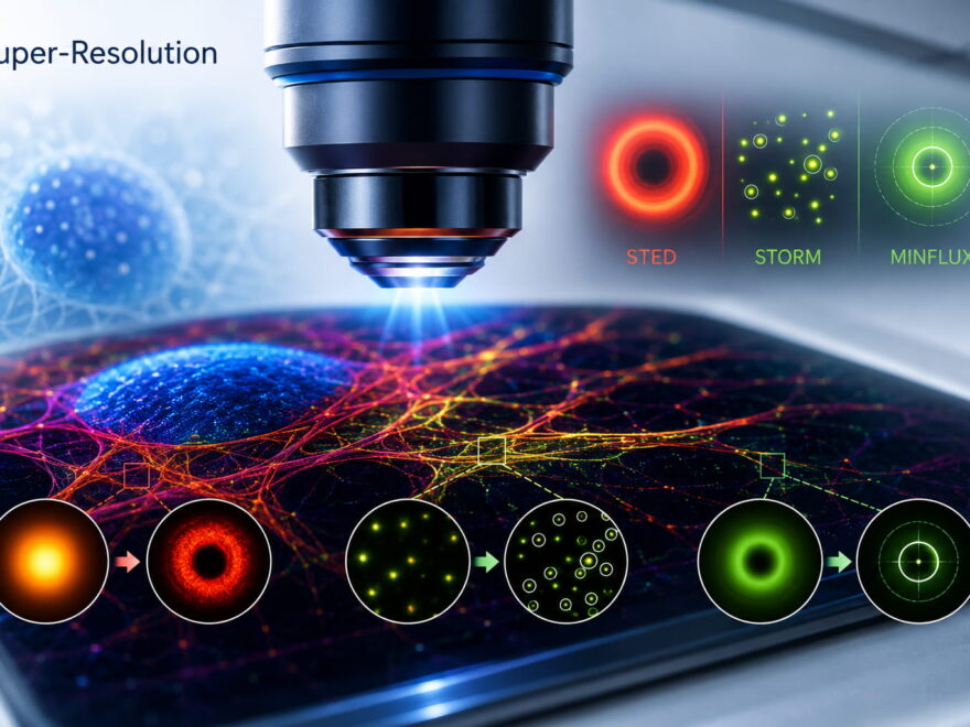 Super-Resolution mit STED, STORM und MINFLUX am Fluoreszenzmikroskop