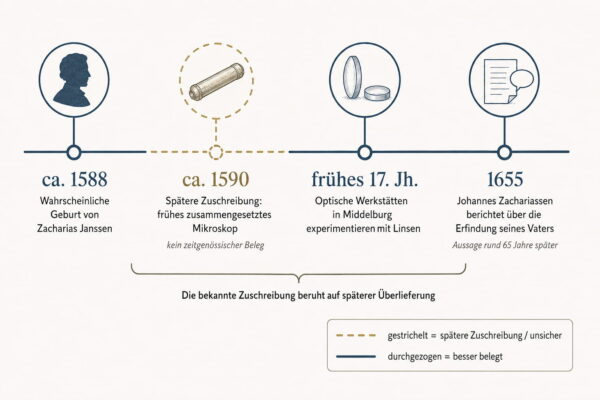 Zacharias Janssen und die Entstehung des Mikroskops Zeitleiste zur historischen Einordnung von Zacharias Janssen und dem frühen Mikroskop