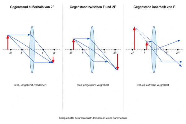 Reelle und virtuelle Bilder einer Sammellinse im Vergleich Bildarten einer Sammellinse bei unterschiedlichen Gegenstandsweiten