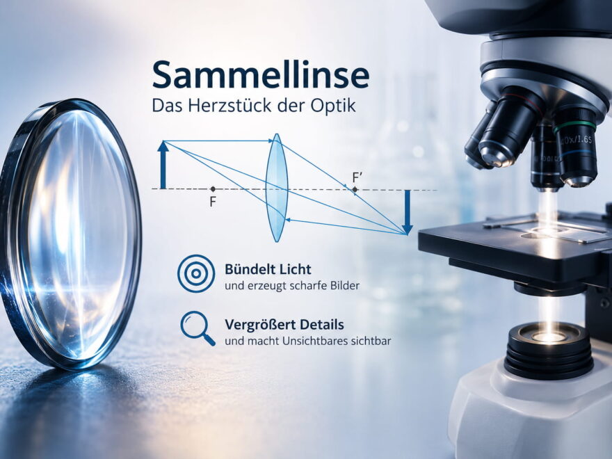 Sammellinse mit Strahlengang und Lichtmikroskop